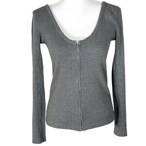 RAG & BONE Laila Zip Front Sweater Top Slim Fit Heather Gray Sz S EUC